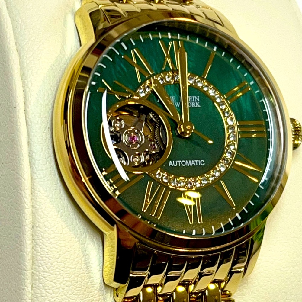 Anne Klein 12/2338GMGB Ladies 36mm Gold Tone Green Dial Automatic Watch